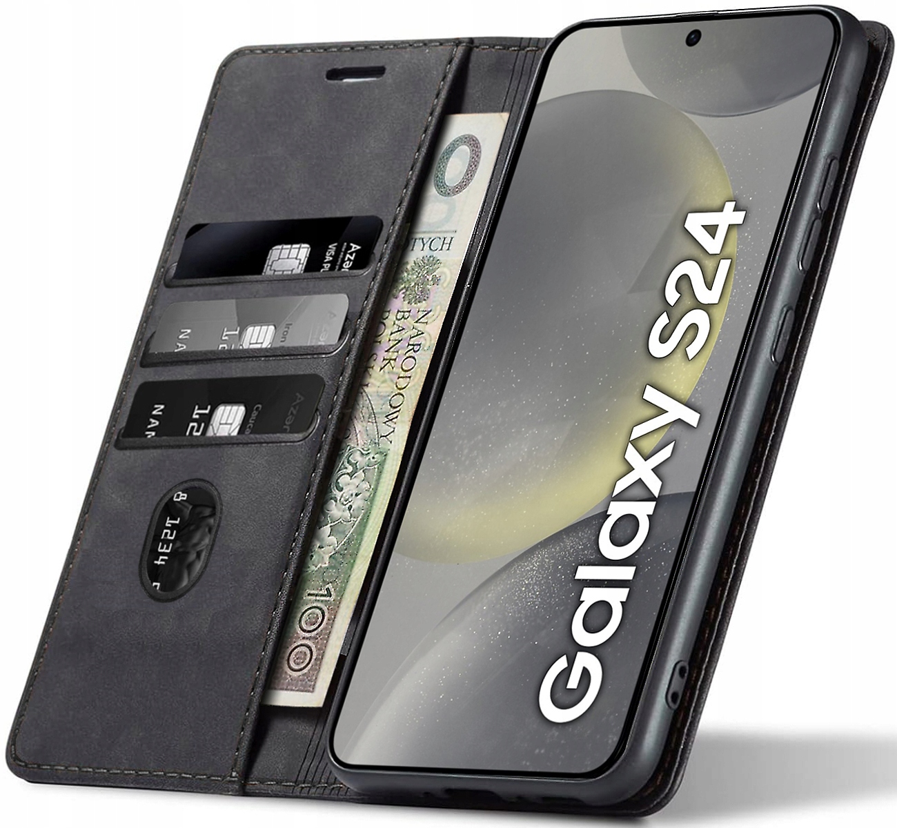 Flipové puzdro Nela-Styl pre SAMSUNG S24 ovčia koža čierna